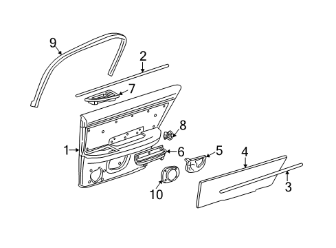 1998 Buick Park Avenue Interior Trim - Rear Door Plate Asm, Rear Side Door Accessory Switch Mount-LH Cinn Burl Woodgrain Diagram for 12372521