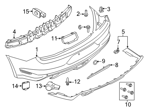 2016 Ford Mustang Rear Bumper Reflector Diagram for FR3Z-15A448-A