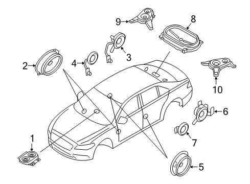 2019 Lincoln Continental Sound System Rear Door Speaker Diagram for FA1Z-18808-E