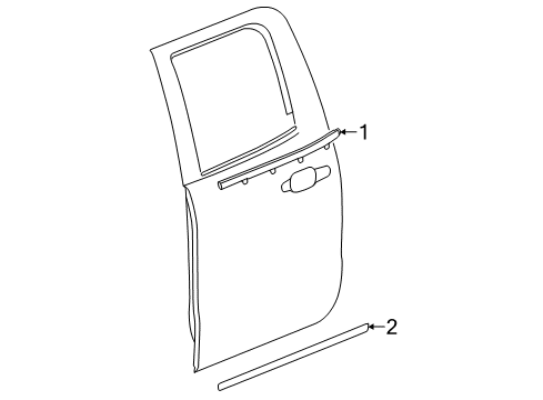 2015 GMC Sierra 1500 Exterior Trim - Rear Door Belt Molding Diagram for 23227172