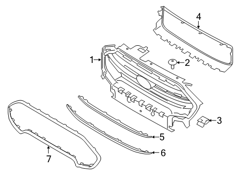 2018 Ford EcoSport Grille & Components Center Grille Diagram for GN1Z-17B968-AB