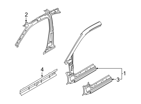 2022 Hyundai Veloster N Hinge Pillar Panel Assembly-Side Sill Inner, LH Diagram for 65170-J3000