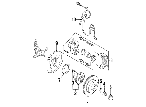 1995 Nissan 240SX Anti-Lock Brakes CALIPER Assembly-Front LH, W/O Pads Or SHIMS Diagram for 41011-65F00