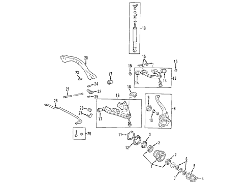 2006 Toyota Land Cruiser Front Suspension Components, Lower Control Arm, Upper Control Arm, Ride Control, Stabilizer Bar Accumulator Diagram for 49042-60020