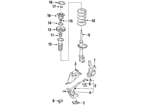 1990 Nissan Axxess Front Suspension Components STRUT Kit-Front LH Diagram for 54303-30R25