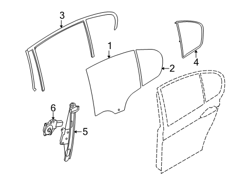 2009 BMW 335d Rear Door Window Guide, Right Rear Door Diagram for 51347060258