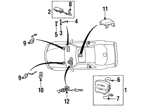 1991 Acura Legend Air Bag Components Reel Assembly, Cable Diagram for 77900-SP0-A81
