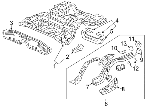 2003 Honda Accord Rear Body - Floor & Rails Panel Set, RR. Floor Diagram for 04655-SDA-A00ZZ