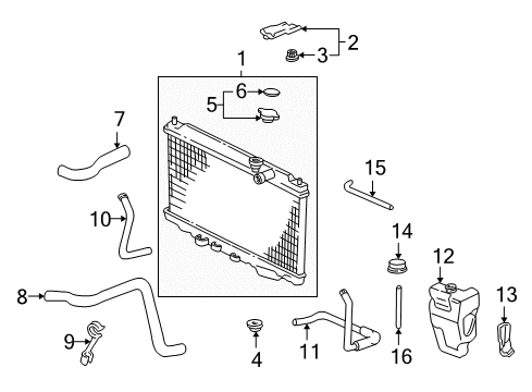 1994 Acura Integra Radiator & Components Radiator (Denso) Diagram for 19010-P72-003