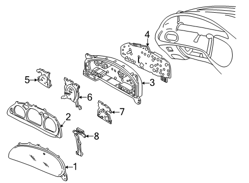 2001 Mercury Sable Cluster & Switches Fuel Gauge Diagram for 1F1Z-9305-AA