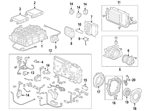 2000 Honda Insight Hybrid Components, Battery, Cooling System Stator Assy. Diagram for 1A240-PHM-000