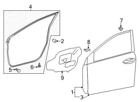 2019 Toyota Corolla Front Door Door Shell Diagram for 67001-02371