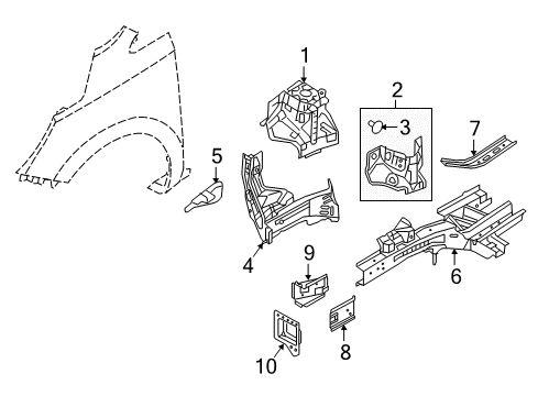 2017 Kia Sedona Structural Components & Rails Panel Assembly-Fender Apron Diagram for 64510A9000