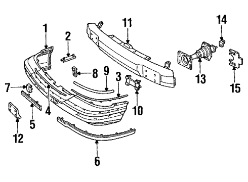 1996 Buick Commercial Chassis Front Bumper Pad-Front Bumper Fascia Bumper Guard Diagram for 10141832