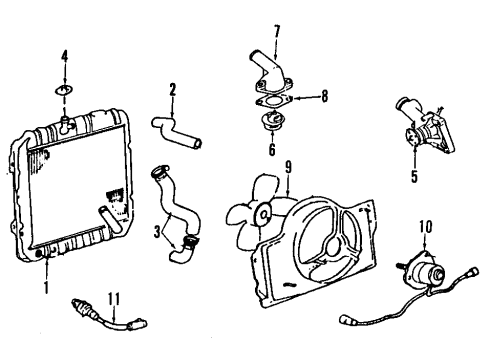 1987 Hyundai Excel Cooling System, Radiator, Water Pump, Cooling Fan Hose-Radiator Lower Diagram for 25412-21012