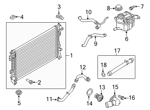 2013 Ford Explorer Radiator & Components Upper Hose Diagram for DB5Z-8260-E