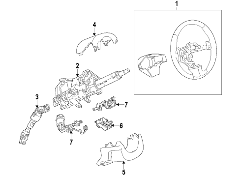 2013 Cadillac XTS Steering Column, Steering Wheel & Trim Module Diagram for 22774531