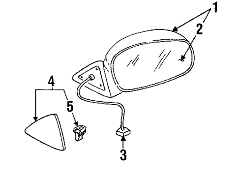 2001 Kia Sportage Outside Mirrors Outside Rear Mirror & Holder, Right Diagram for 0K01969125A