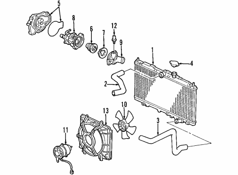 1997 Acura CL Senders Motor, Cooling Fan (Denso) Diagram for 19030-PT0-003