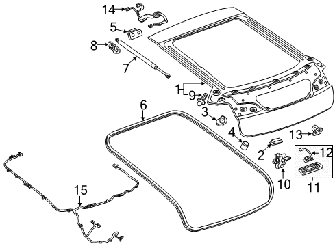 2012 Chevrolet Volt Gate & Hardware Harness Diagram for 20957382