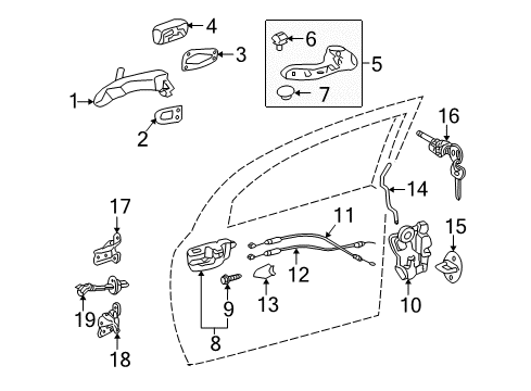 2009 Pontiac Vibe Front Door Check, Front Side Door Diagram for 19204836