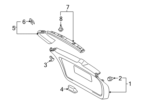 2012 Toyota Matrix Interior Trim - Lift Gate Side Trim Panel Diagram for 67938-02040-B1