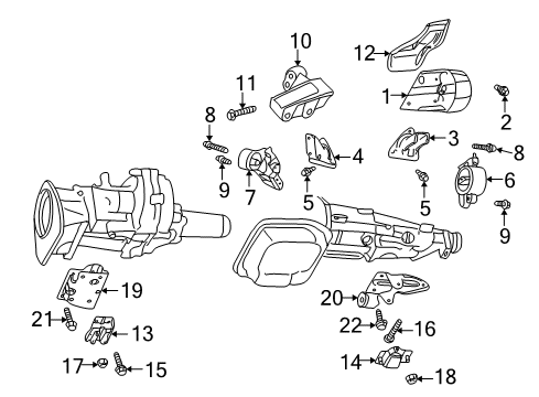 2000 Dodge Durango Engine & Trans Mounting Bracket-Insulator Diagram for 52058636AC