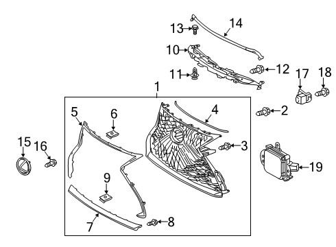 2020 Lexus LS500h Parking Aid Park Sensor Diagram for 89341-06070-C3