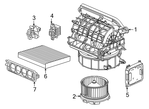 2020 Honda Clarity Blower Motor & Fan Motor Assembly, F/R Diagram for 79350-TRV-A41