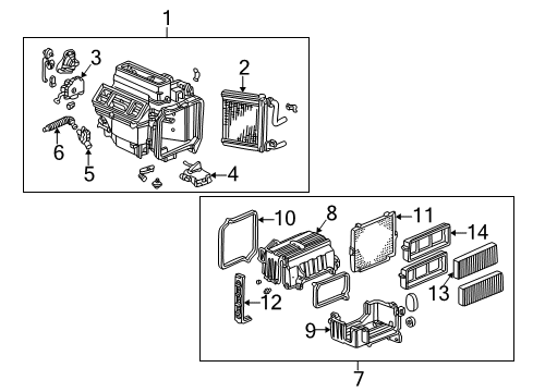 1999 Honda Accord Heater Core & Control Valve Heater Unit Diagram for 79100-S87-A41