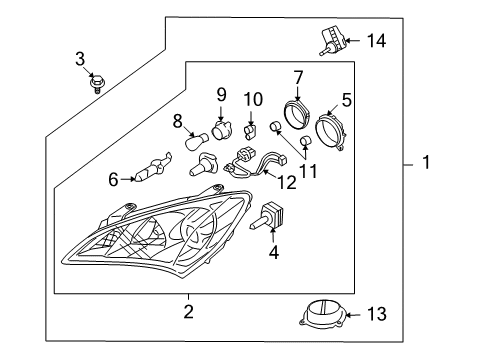 2011 Hyundai Genesis Coupe Headlamps Unit & Sensor Assembly-Automatic Light Diagram for 92191-2B000