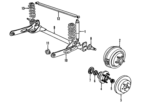 1993 Chrysler New Yorker Rear Axle, Ride Control, Trailing Arm, Suspension Components Compressor Asm Rear Air Suspension Diagram for 4421087