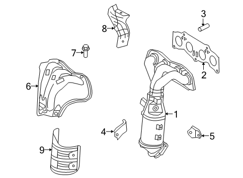 2012 Scion xB Exhaust Manifold Lower Insulator Diagram for 25586-28090