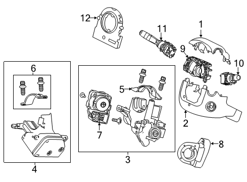 2013 Honda Accord Switches Sensor Assembly, Steering Diagram for 35000-T2A-A01