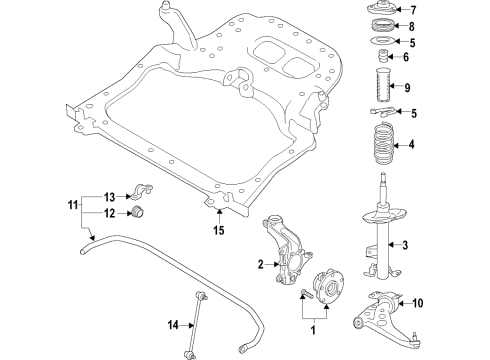 2019 Infiniti QX50 Front Suspension Components, Lower Control Arm, Stabilizer Bar Rod Assy-Connecting, Stabilizer Diagram for 54618-5NA0A
