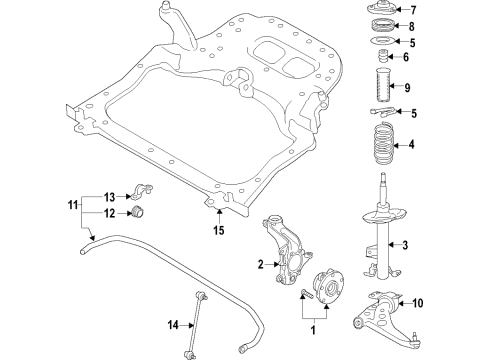 2019 Infiniti QX50 Front Suspension Components, Lower Control Arm, Stabilizer Bar Transverse Link Complete, Right Diagram for 54500-5NA1A