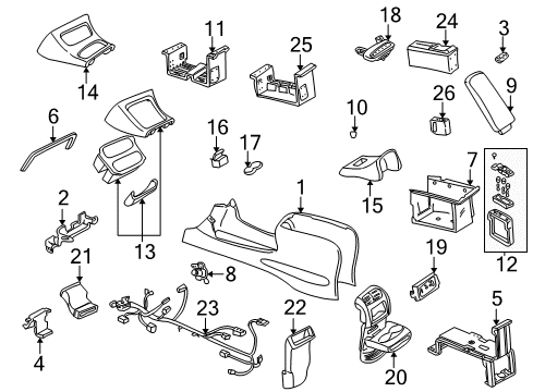 2000 Ford Explorer Center Console, Sound System Latch Diagram for F57Z-7806072-A