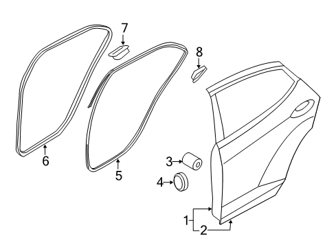 2011 Hyundai Elantra Rear Door Weatherstrip Assembly-Rear Door Side LH Diagram for 83130-3Y000