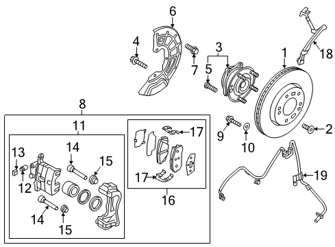 2019 Kia Optima Anti-Lock Brakes Brake Assembly-Front , Lh Diagram for 58110D4200