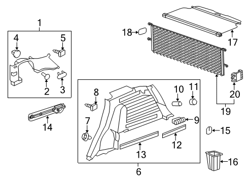 2012 Chevrolet Captiva Sport Interior Trim - Quarter Panels Luggage Cover Diagram for 22753237