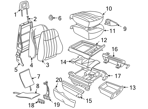 2003 Pontiac Montana Front Seat Components Pad Asm, Driver Seat Cushion Diagram for 88897352