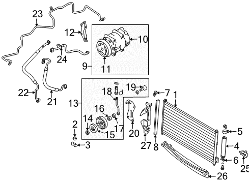 2005 Nissan Murano A/C Condenser, Compressor & Lines Sensor Assembly-Pressure Diagram for 92136-6J010