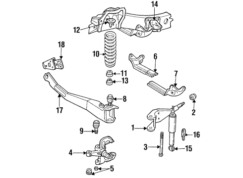 1985 Ford Ranger Front Suspension Components, Stabilizer Bar Radius Arm Mount Bracket Diagram for E3TZ-3B095-A