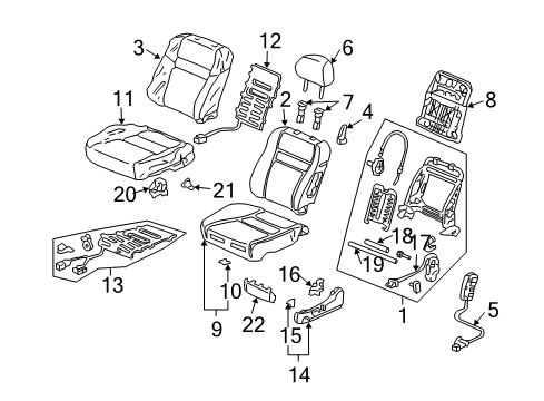 2007 Honda Accord Heated Seats Pad, L. FR. Seat Cushion Diagram for 81537-SDC-A71