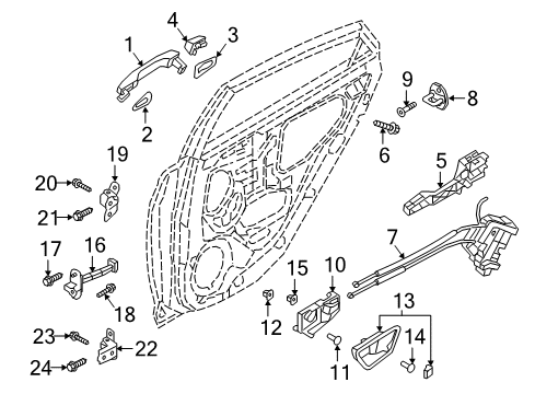 2021 Hyundai Accent Front Door Latch Assembly-Rear Door, LH Diagram for 81410-J0010