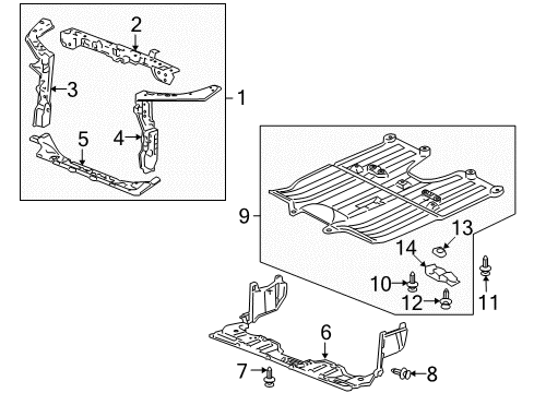 2008 Honda Civic Radiator Support Frame Set, Front Bulkhead (Upper) Diagram for 04602-SNE-A01ZZ