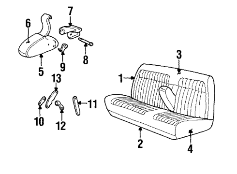 1989 Chevrolet K3500 Front Seat Components Pad & Frame Asm-Seat Cushion Diagram for 15577340