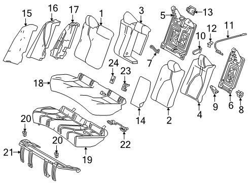 2021 Toyota Camry Rear Seat Components Seat Back Pad Holder Diagram for 71398-AC010