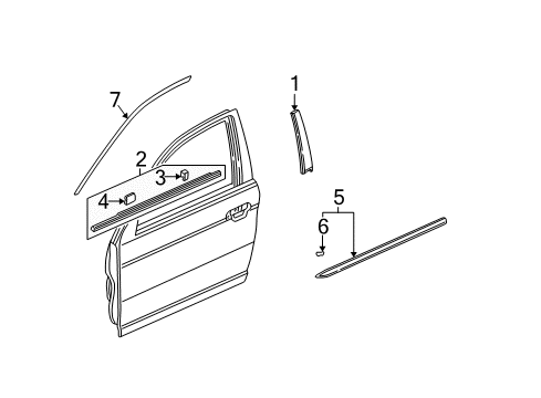 2003 Honda Civic Exterior Trim - Front Door Molding Assy., R. FR. Door Diagram for 72410-S5D-A12