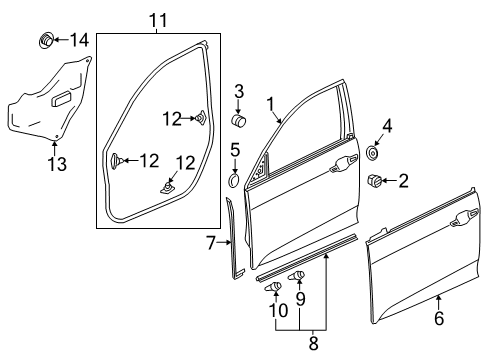 2019 Honda Insight Front Door WTHSTP, FR. R DOOR Diagram for 72310-TXM-A01